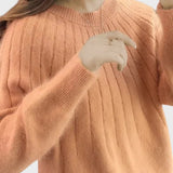 Irena™ - Пуловер с кръгло деколте и пухкава яка