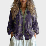 Zvezdelina™ - Винтидж пуловер с щампа на листа