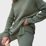 Lyuba™ - Оувърсайз плетен пуловер с поло яка