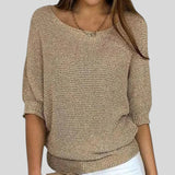 Biliana™ - Ежедневен пуловер с кръгло деколте и ръкави три четвърти