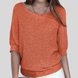 Biliana™ - Ежедневен пуловер с кръгло деколте и ръкави три четвърти