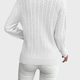Danica™ - Дамски плетен пуловер с връзки