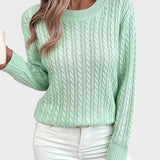 Danica™ - Дамски плетен пуловер с връзки